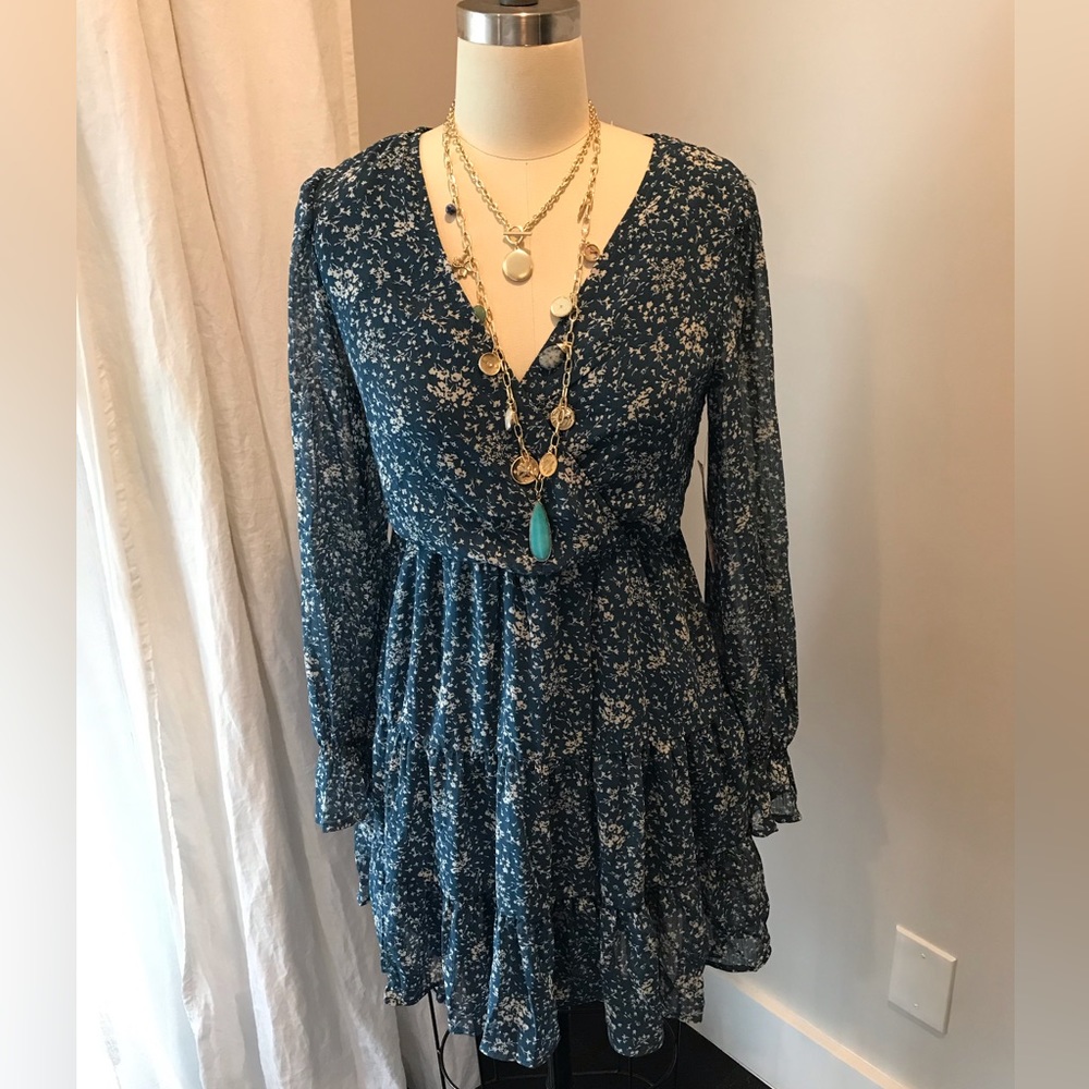 Inspired Hearts New V neck, floral ruffles dress.